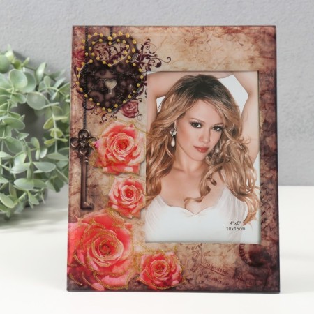 Photo frame glass "TZCH-011" 10x15 cm, col. pink