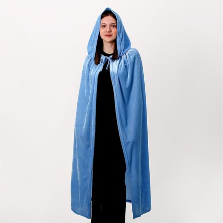 Carnival cloak adult, plush blue, length 110 cm