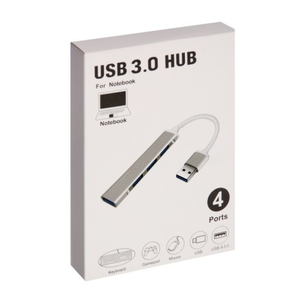 USB LOVEL (HUB), 4 ports, cable 10 cm, silver-4