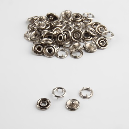 Shirt buttons, open, with the installer, d = 10 mm, 15 pcs, silver color-2