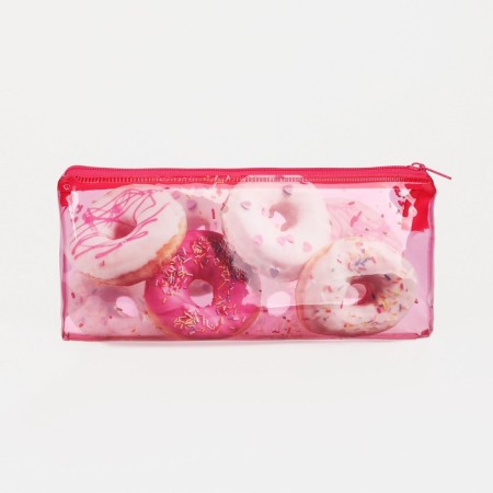 Cosmetic bag-penete on zipper, PVC, pink color-1