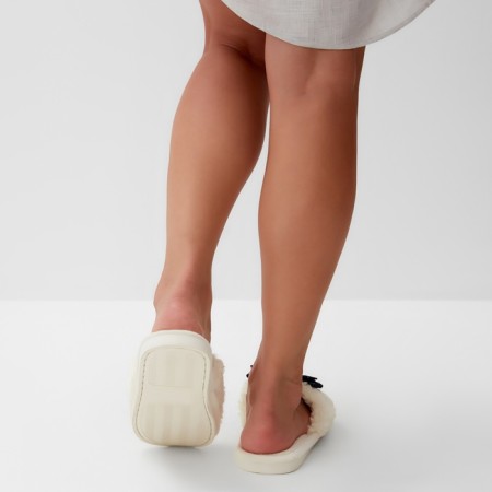 Women's slippers with an open nose, size 38-39, blue bow-2