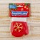 Soft suspension "mittens with a golden snowflake" 8x6 cm, red
