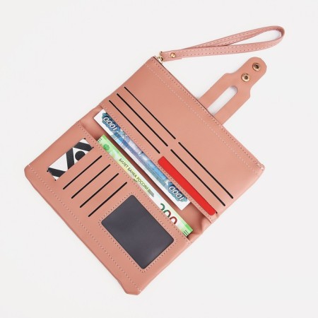 Women's wallet on the button, pink color-2