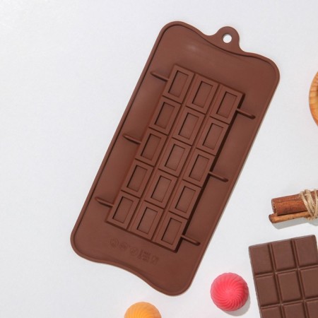 Chocolate chocolate form "Chocolate", silicone, 25 × 11.5 × 0.5 cm, 15 cells, brown color-2