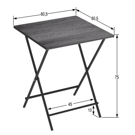 Folding table "Lunge Light", 605 × 605 × 750 mm, DPP gray / frame metal black matte-2