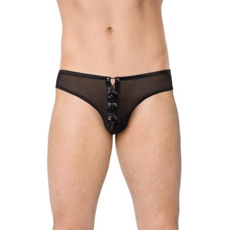 Men's panties Softline collection, lacing, black color, size XL
