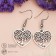 Earrings Metal "Love" Tree in the heart, color black silver