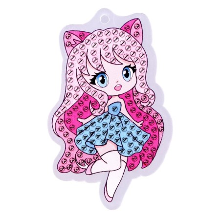 Diamond mosaic on a keychain with partial filling for children "Anime"-2