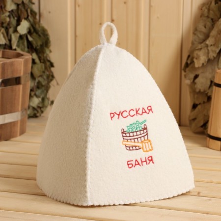 Bath cap with embroidery "Russian bath", packing 5pcs