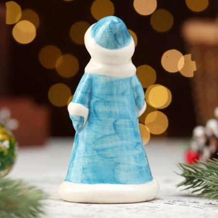 Souvenir "Snow Maiden Metel", Blue fur coat, 11 cm, porcelain-2