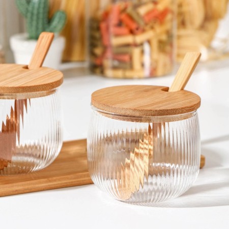 A set of glass cans "Eco. Daphne ", 280 ml, 30 × 9.5 cm, with spoons, 3 pcs-1