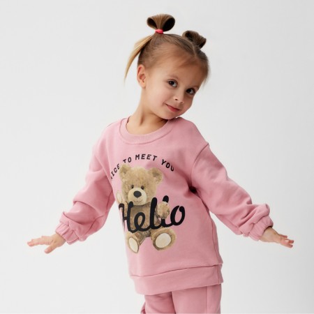 Костюм детский (джемпер, брюки) KAFTAN Hello р. 34 (122-128), розовый-8