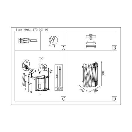 Sconces st. SL1170.301.02. Fabio. 2x40 watts, E14, 25x30 cm, brass color-9