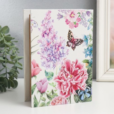Building box wood, leatherette "Blooming garden with butterflies" 4.5x13x18 cm-1