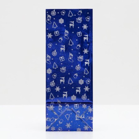 Paper packing pack "Christmas tree", blue with a window, 10 x 6 x 26 cm-2