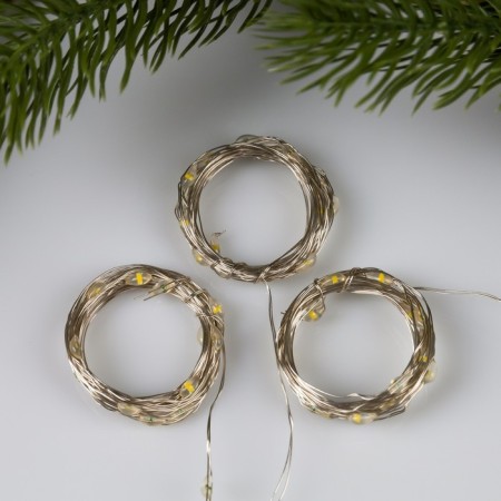 Set of garlands “thread” 2 m Rosa, IP20, silver thread, 20 LED, warm white glow, 3 modes, AG13x3, 3 pcs.-1