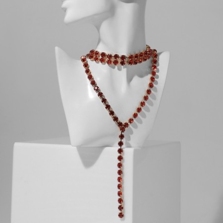 The necklace "Vespers" three rows, the color is red in gold, 45 cm-2