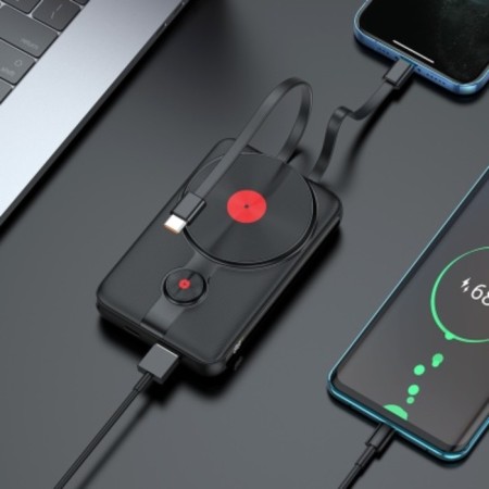 External battery Hoco J92, 10,000 mAh, 3 a, display, Besp. Charging, Type-C, Lightning, Black-4