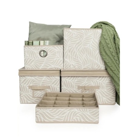 Storage box "Leaves", 28x28x18 cm, beige-1