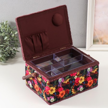 Casket for needlework "Flower garden in the night" 19x26x14.5 cm-2