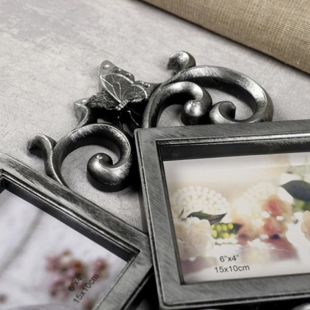 Photo frame Plastic in 9 photos 10x10, 10x15 cm "Patterns" Dark silver 54x49 cm-3