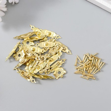 Castle metal for casket gold + nails. set 10 pcs 1.9x3 cm-2
