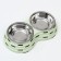 Metal dual bowl on a plastic base 2 x 160 ml, 25 x 14 x 5 cm, green