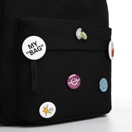 Young backpack from textiles on lightning, 4 pockets, black color-6