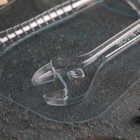 The shape for chocolate and sweets is plastic "key and hammer", the color is transparent-2
