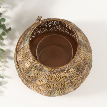 Summary Metal for 1 candle "Pattern. Pokkovka" aged gold 20.5x20x20.5 cm-4
