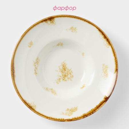 Porcelain plate for a paste of the ORGANIC GOLD, 150 ml, D = 21 cm, white color-1