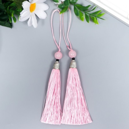 Decor for creativity Textile "Brush with a bead" Direct pink set 2 pcs 10x1 cm