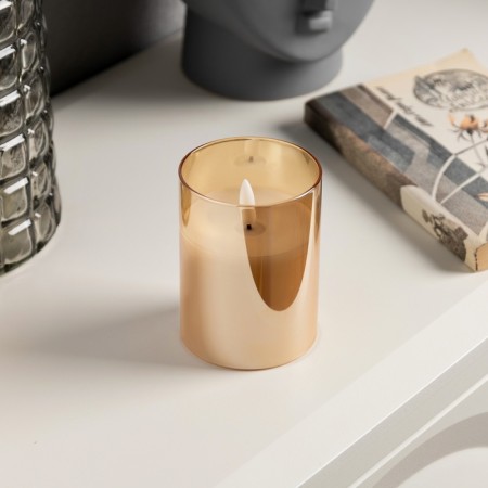LED candle golden, 7.5 × 10 × 7.5 cm, wax, plastic, batteries AAAX3 (not in the kit), glow warm white-1