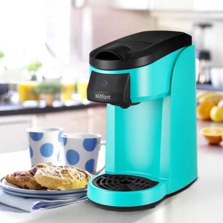 Coffee machine KitFort KT-7121-2, capsule, 800 watts, 0.36 l, turquoise-1