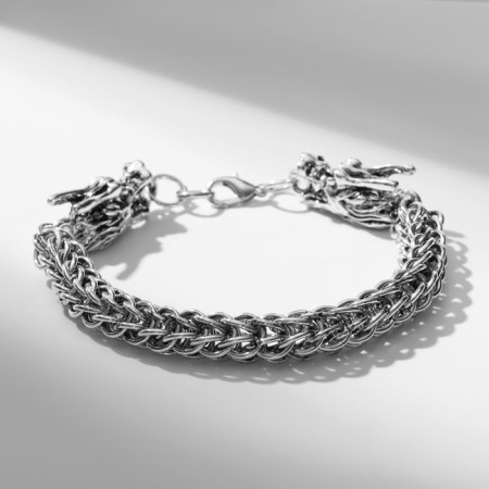 Male Bracelet "Brutal" dragons, color black silver, 22 cm-1