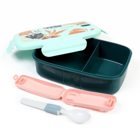 Lunch-Box "Vent. Joy of Life", 1 l, with a spoon, 22.7 x 14 x 7.2 cm, turquoise-2