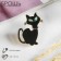 Brooch "Cat" shy, black color in gold