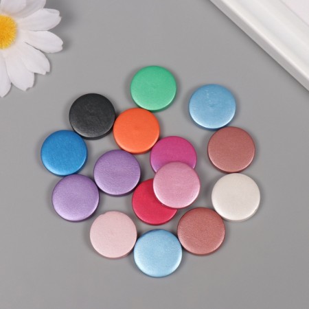 Beads for creativity wood "Plaint metallic" set 15 pcs 2x2x0.5 cm