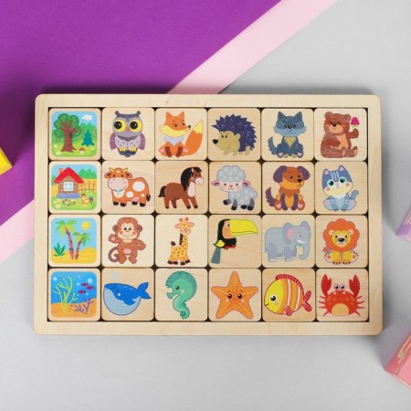 Developing wooden game "Who lives where"