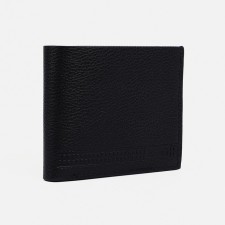 Male purse without fastening, compartment for coins, for cards, black color