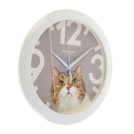 Wall clock, series: animal world, "cat", d = 29 cm, white rim-1