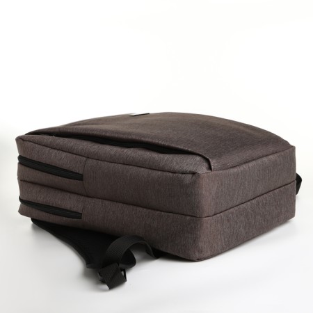 City backpack on a zipper, 2 pockets, with USB, brown color-4