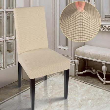 Case for chair Comfort Knitwort Jacquard, Cream color, 100% polyester