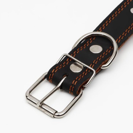 The leather collar "strict spike", 70 x 3.5 cm, Osh 45-60 cm, black-4