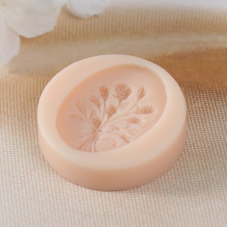 Mold Silicon "Oval with flowers" 3.9x2.9x0.7 cm-2