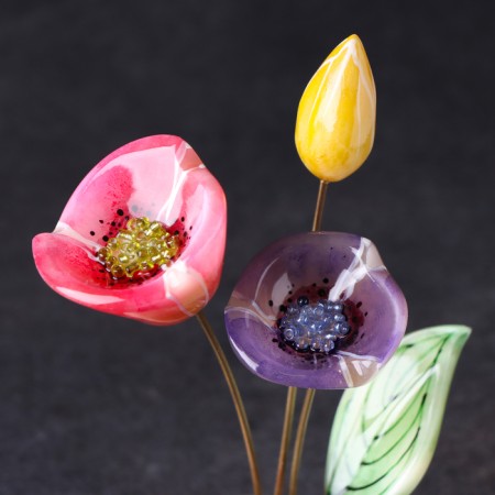 Souvenir "Bouquet", 3 flowers, selenite-2