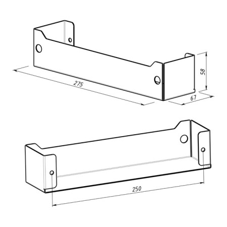 Metal shelf 275x67 mm for storage on a perforated panel, black-8