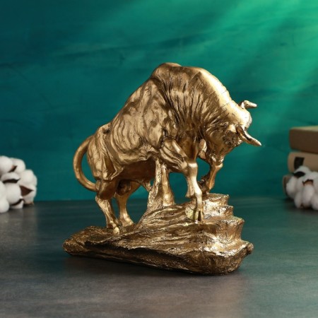 Figure "Bull on Stone" 29x38cm bronze with gilding-4