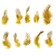A set of feathers for decor 10 pcs., Size 1 pc: 5 × 2 cm, yellow color with brown